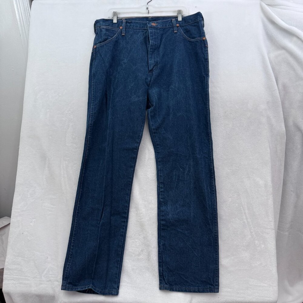 VintaWrangler Jeans Men 38x32 (36x31) Blue Original Straight Leg 13MWZ